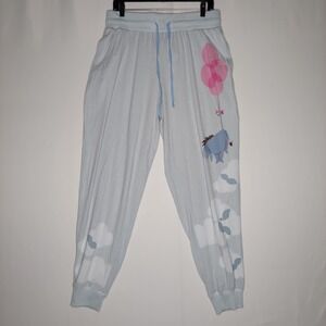 Disney Eyore Women Lounge Pants Large Blue Graphic Drawstring Pocket Lightweight